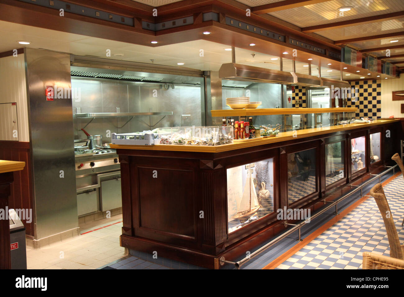 The beautiful Schooner Bar on Royal Carribean's Brilliance of the Seas cruiseship. Stock Photo