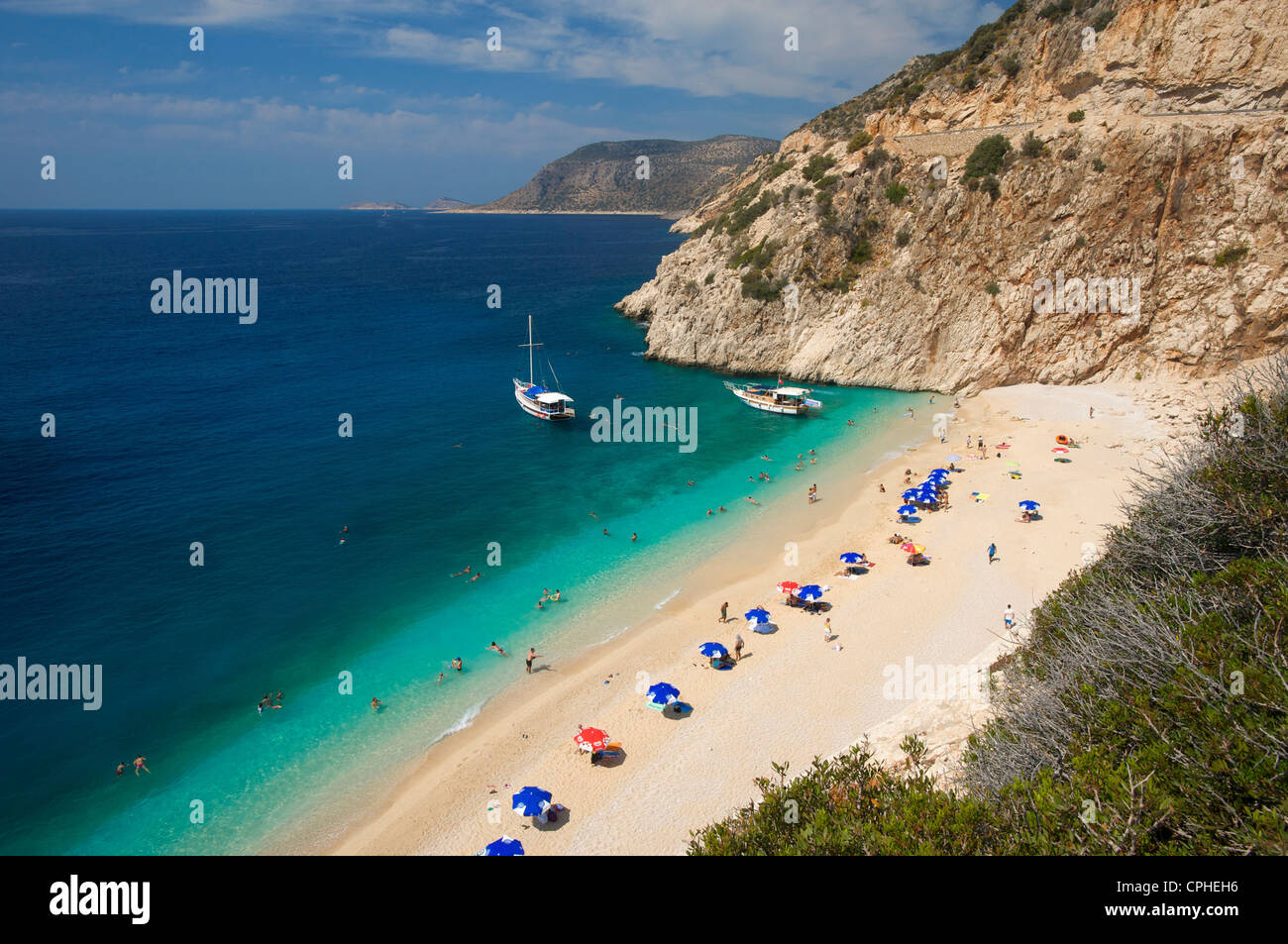 Turkey, Aegean Sea, Turkish Aegean Sea, Kaputas, Kalkan, sand beach, sand beaches, beach, seashore, beaches, seashores, coast, c Stock Photo