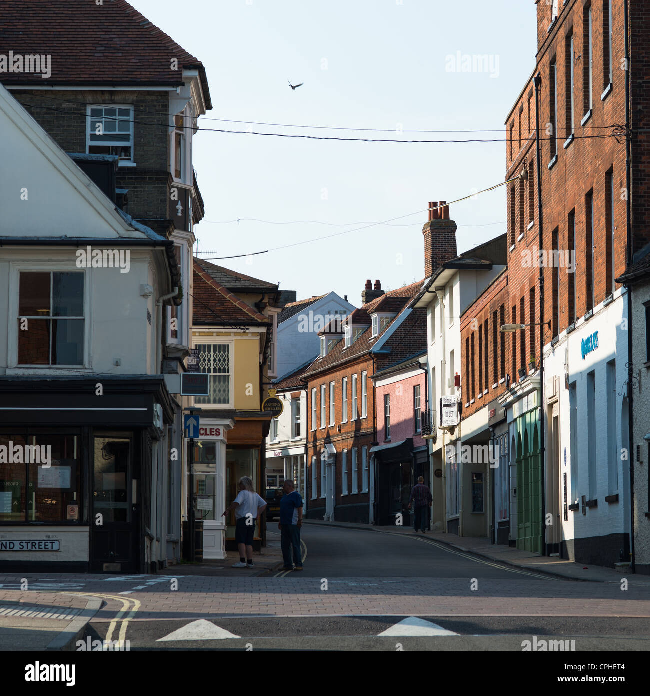 View up church street in Woodbridge, Suffolk, England Stock Photo Alamy
