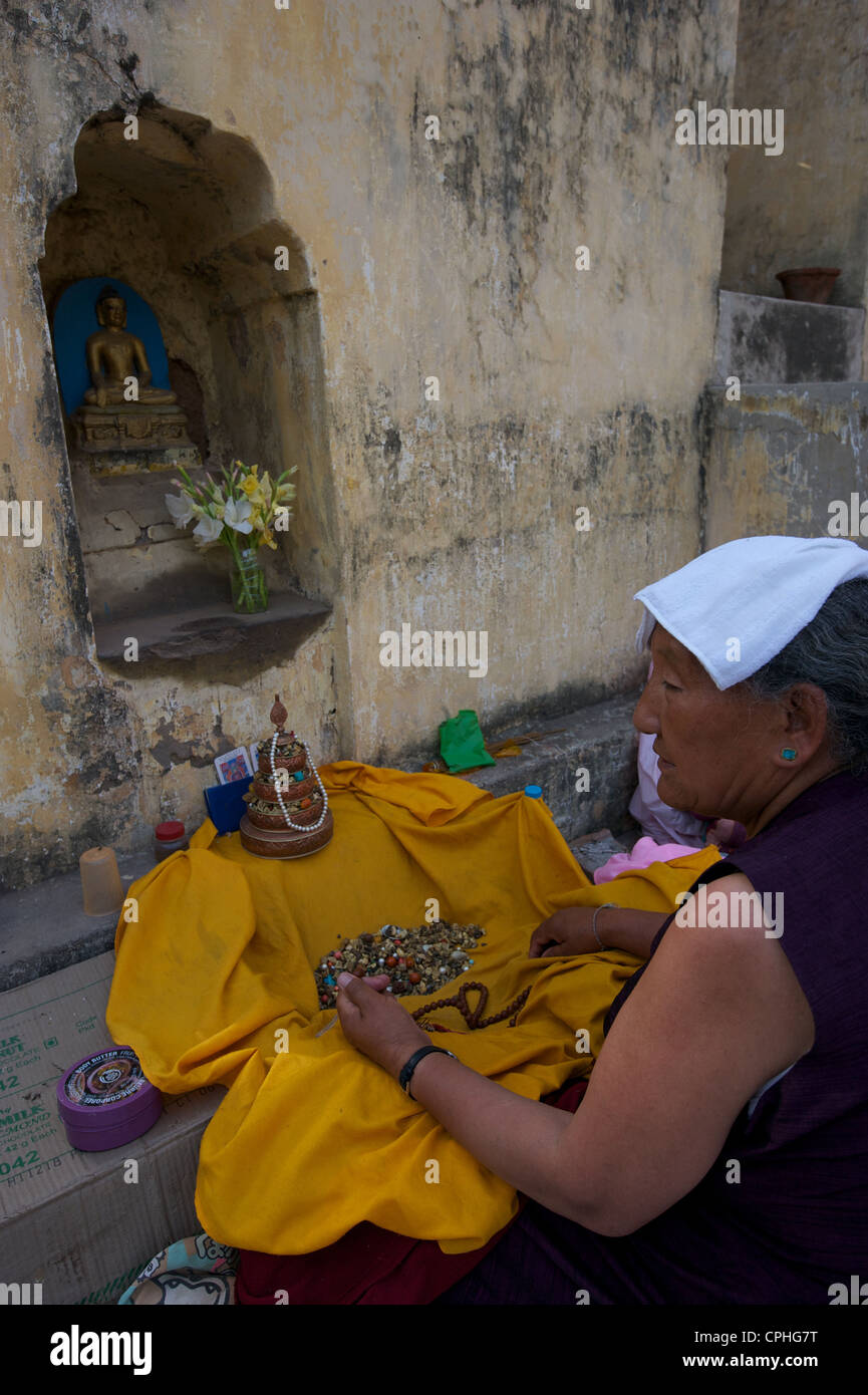 Mahabodhi Temple, home of the Banyan Tree under which the Lord Budha received enlightenment, Bodh Gaya, Bihar, India Stock Photo