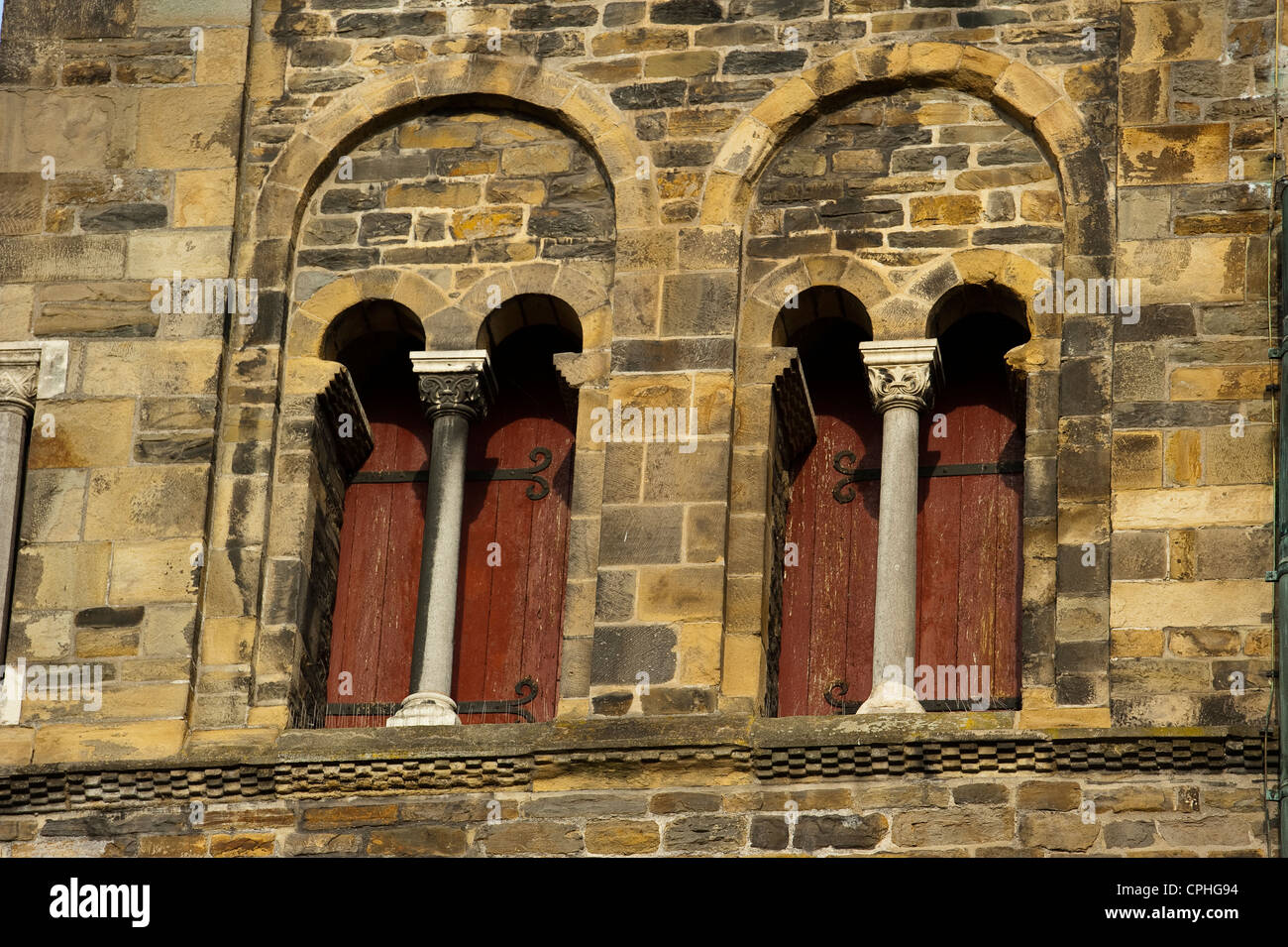 Window detail, 'Onze Lieve Vrouwebasiliek' basilica, Maastricht, Limburg, The Netherlands, Europe. Stock Photo