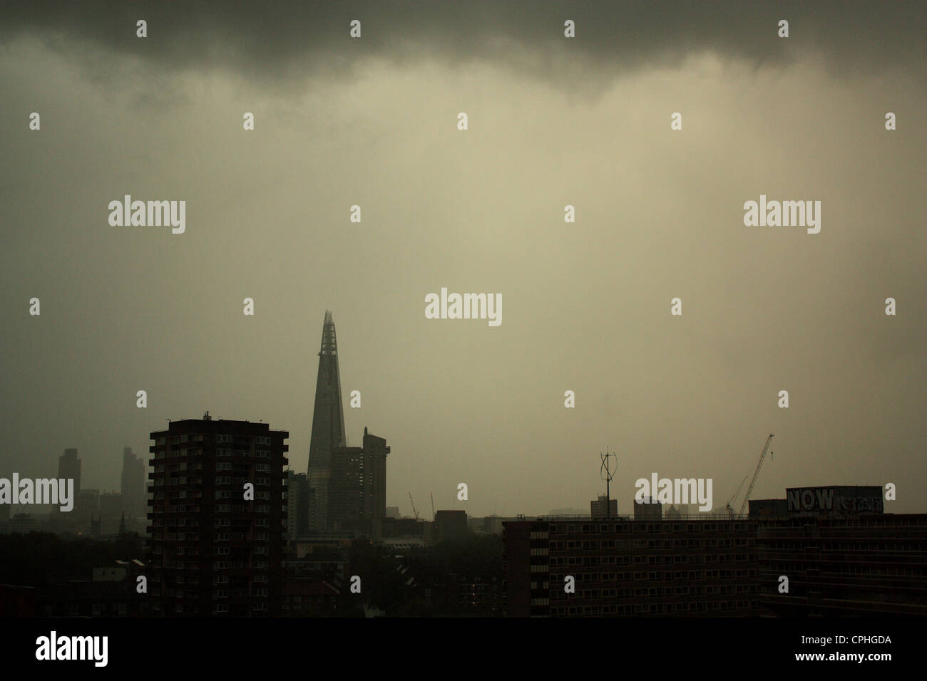 The Shard in the rain Stock Photo