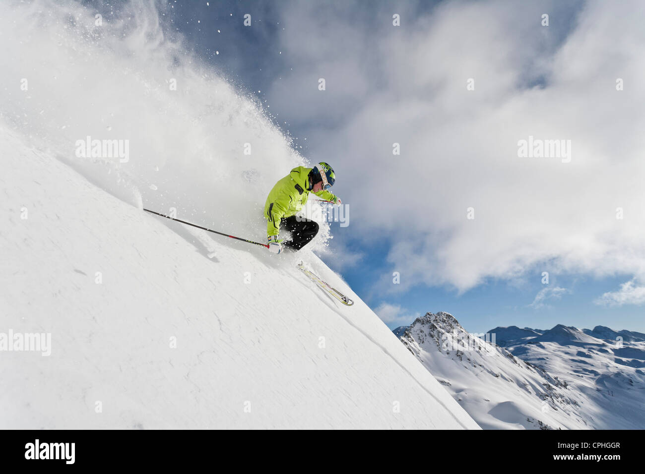 Carving, skiing, Extreme, man, ski, winter sports, fun sport, winter, sky,  runway, man, dynamic, Obertauern, Salzburg, Austria Stock Photo - Alamy