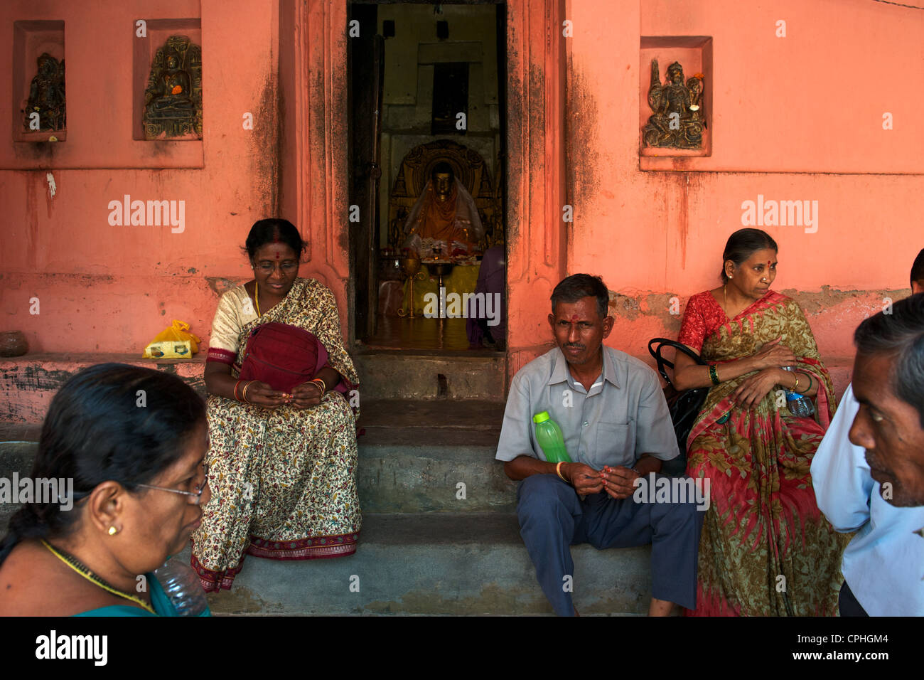 Mahabodhi Temple, home of the Banyan Tree under which the Lord Budha received enlightenment, Bodh Gaya, Bihar, India Stock Photo