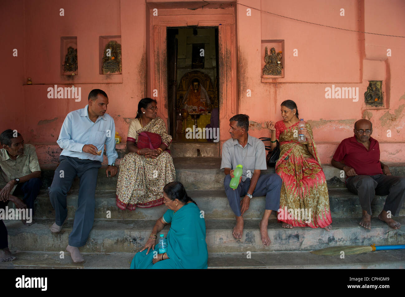 Mahabodhi Temple, home of the Banyan Tree under which the Lord Budha received enlightenment, Bodh Gaya, Bihar, India Stock Photo