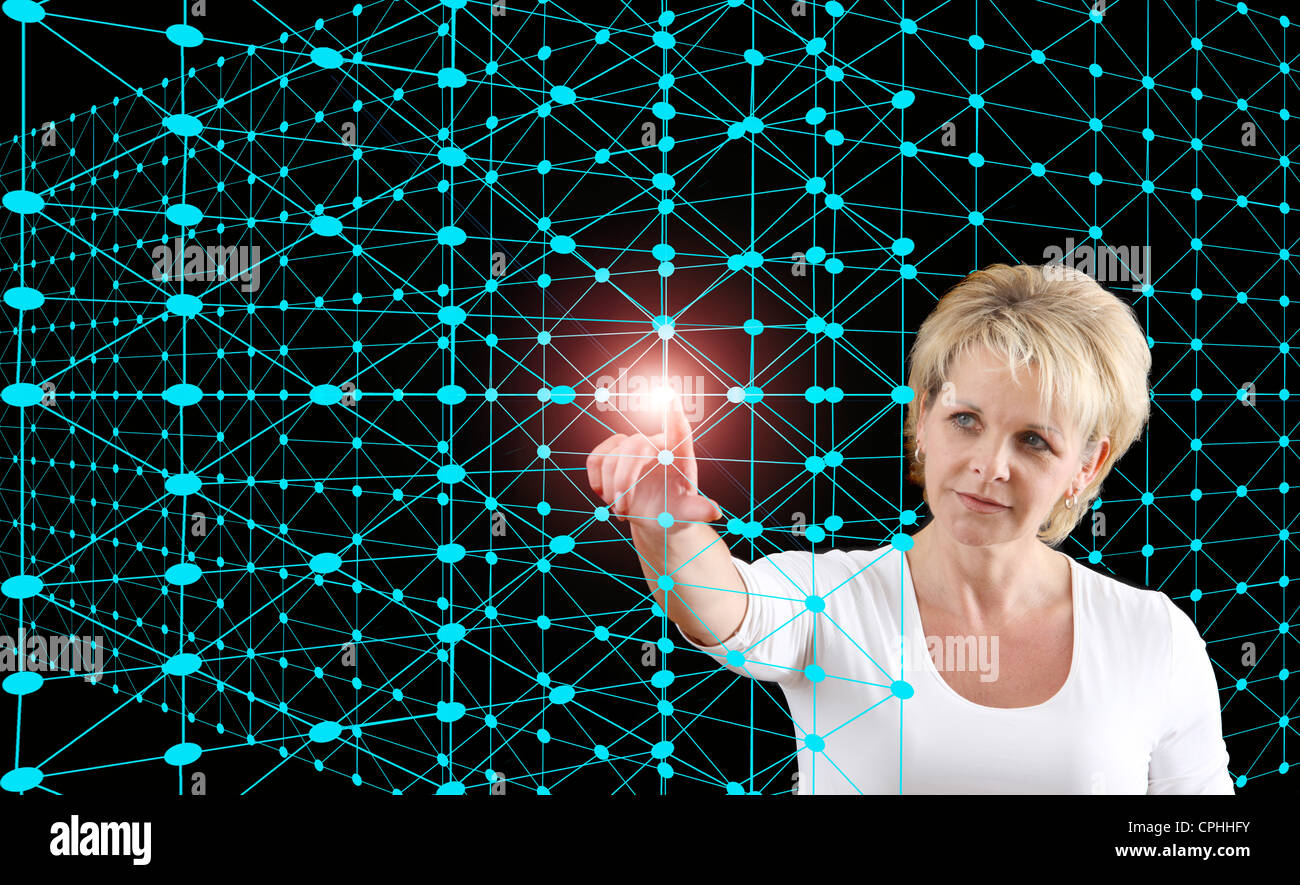 Symbolic image, networking, network, Internet networking, social media, connections, virtual space, communications. Stock Photo