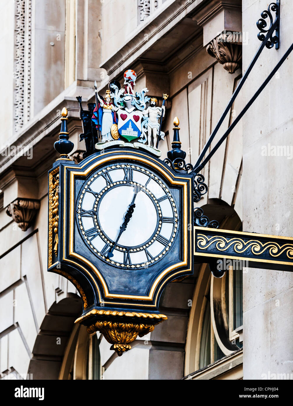 Old Victorian public clock, City of London, England. Stock Photo