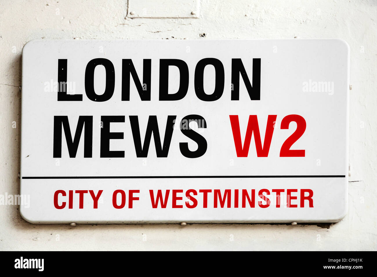 London Mews street sign, Westminster, London, England. Stock Photo