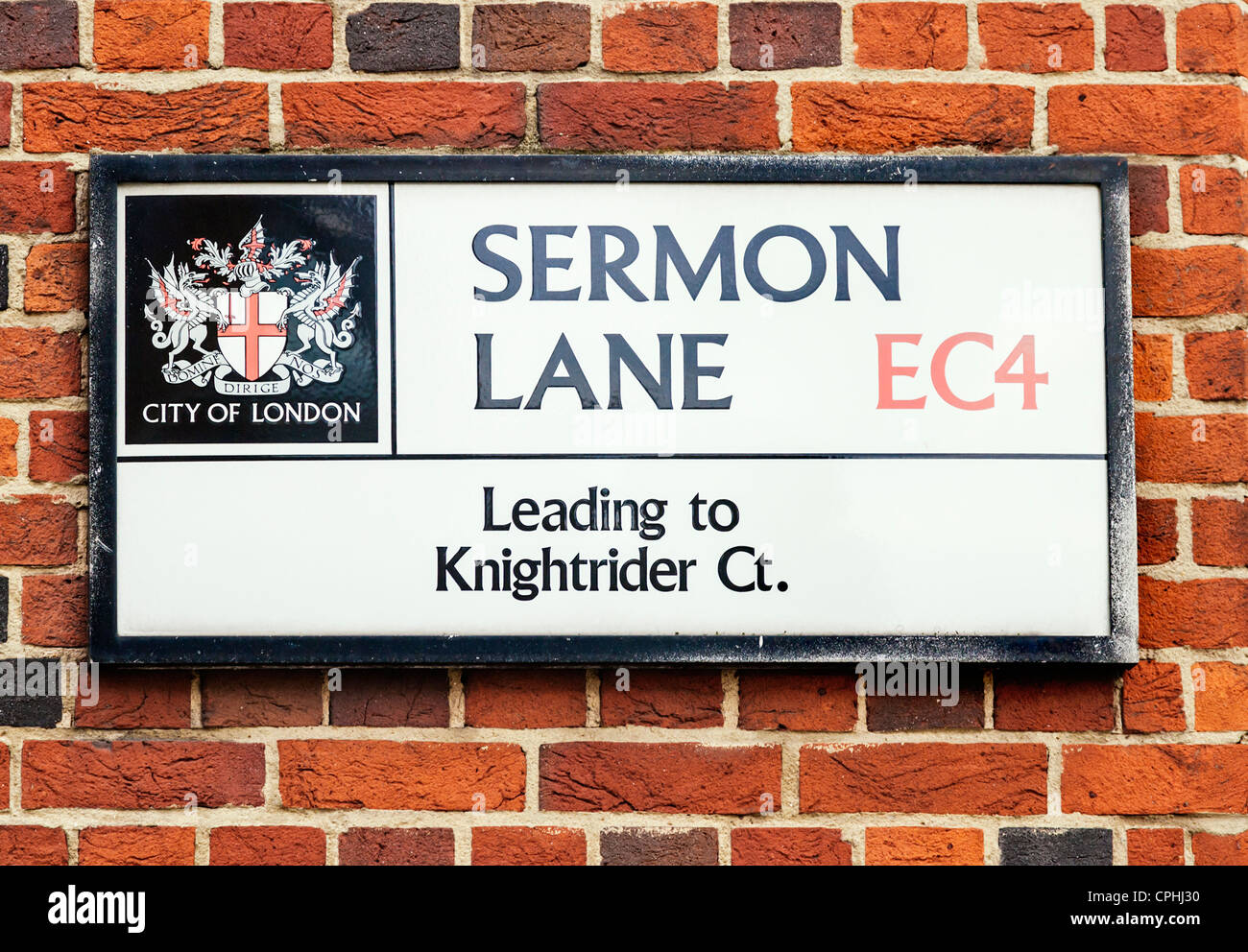 City of London Sermon Lane street sign, London, England Stock Photo