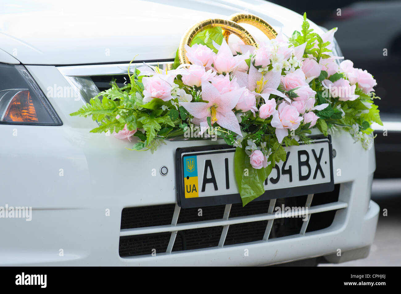 Wedding car decoration, Kiev, Ukraine, Europe Stock Photo - Alamy