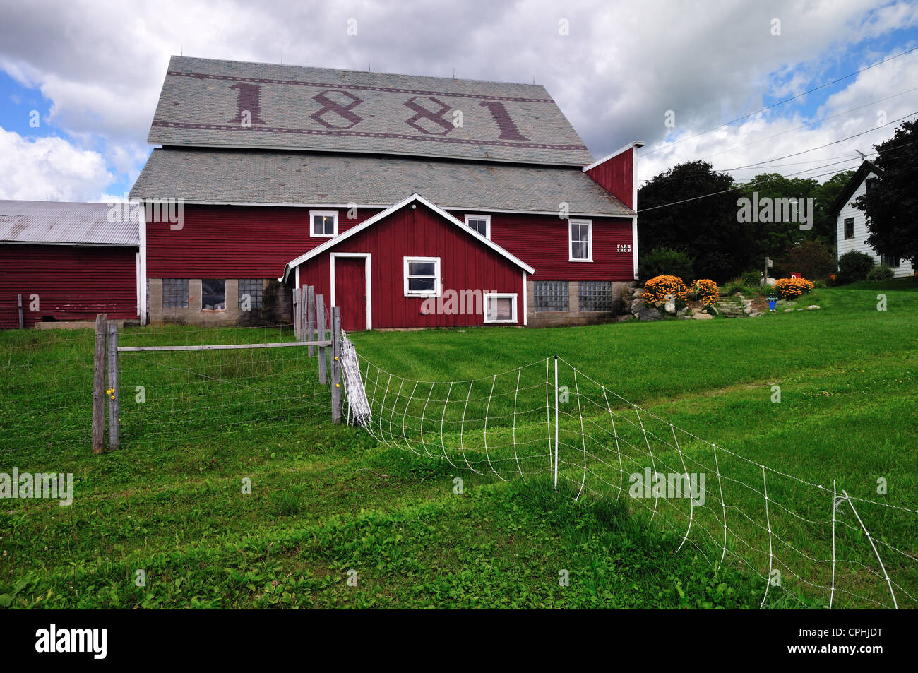 Hathaway farm, in Rutland, Vermont, proudly announces the year it was founded Stock Photo Alamy