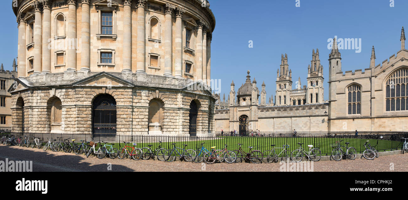 Radcliffe camera and All souls college, Oxford University, England. Panoramic Stock Photo