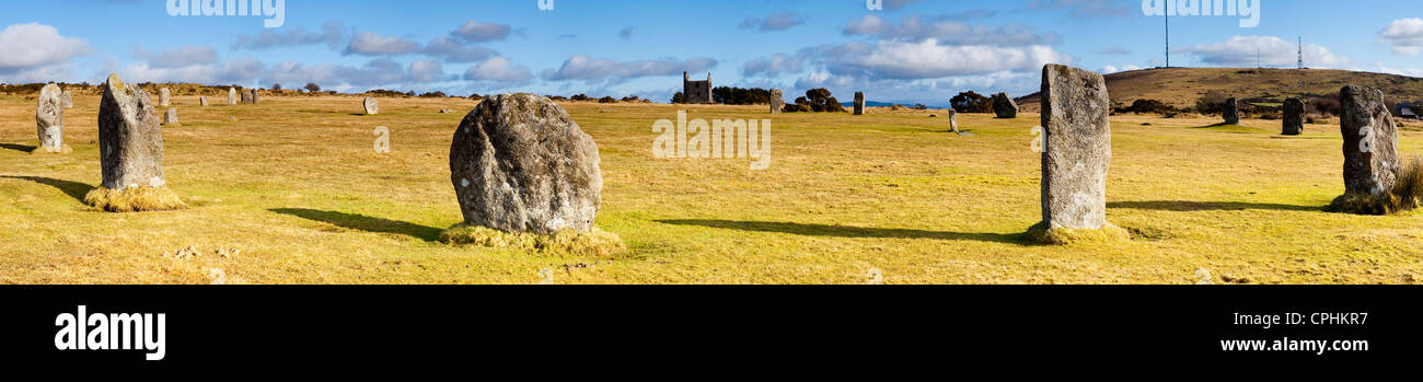 The Hurlers Bronze Age stone circle near Minions Cornwall England UK Stock Photo