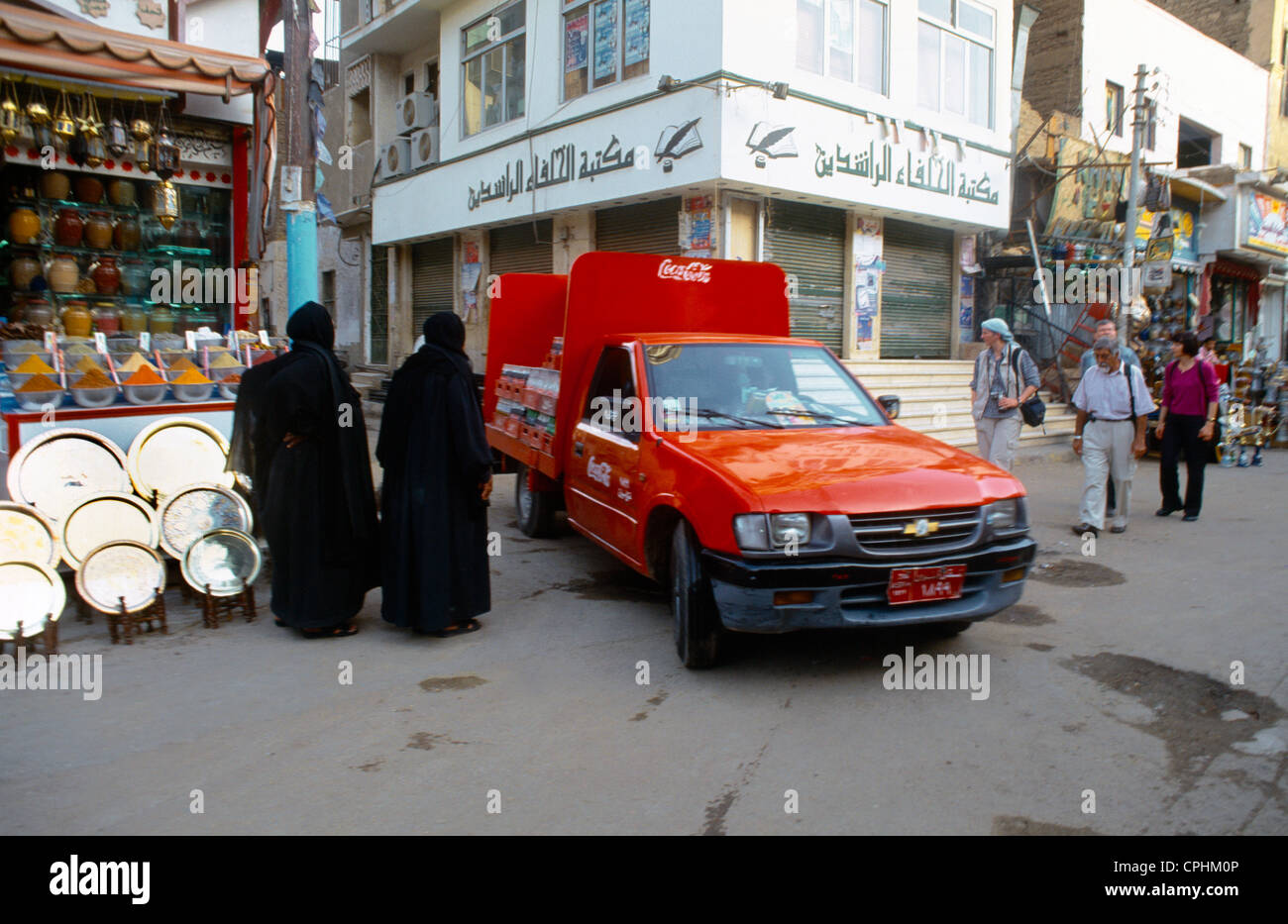 Aswan Egypt Coca Cola Delivery Van In Souk Stock Photo