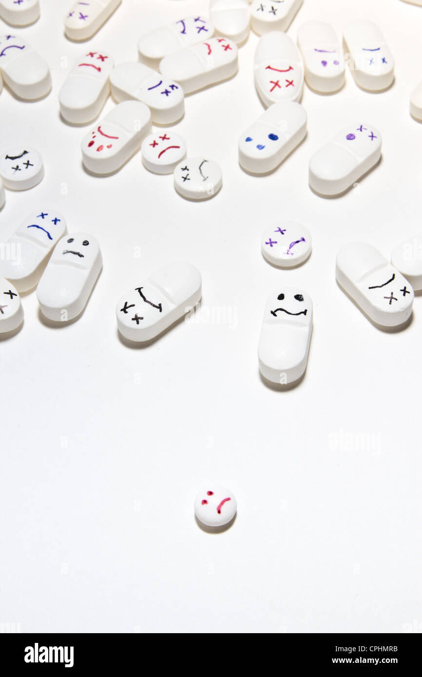 smiley face pills Stock Photo