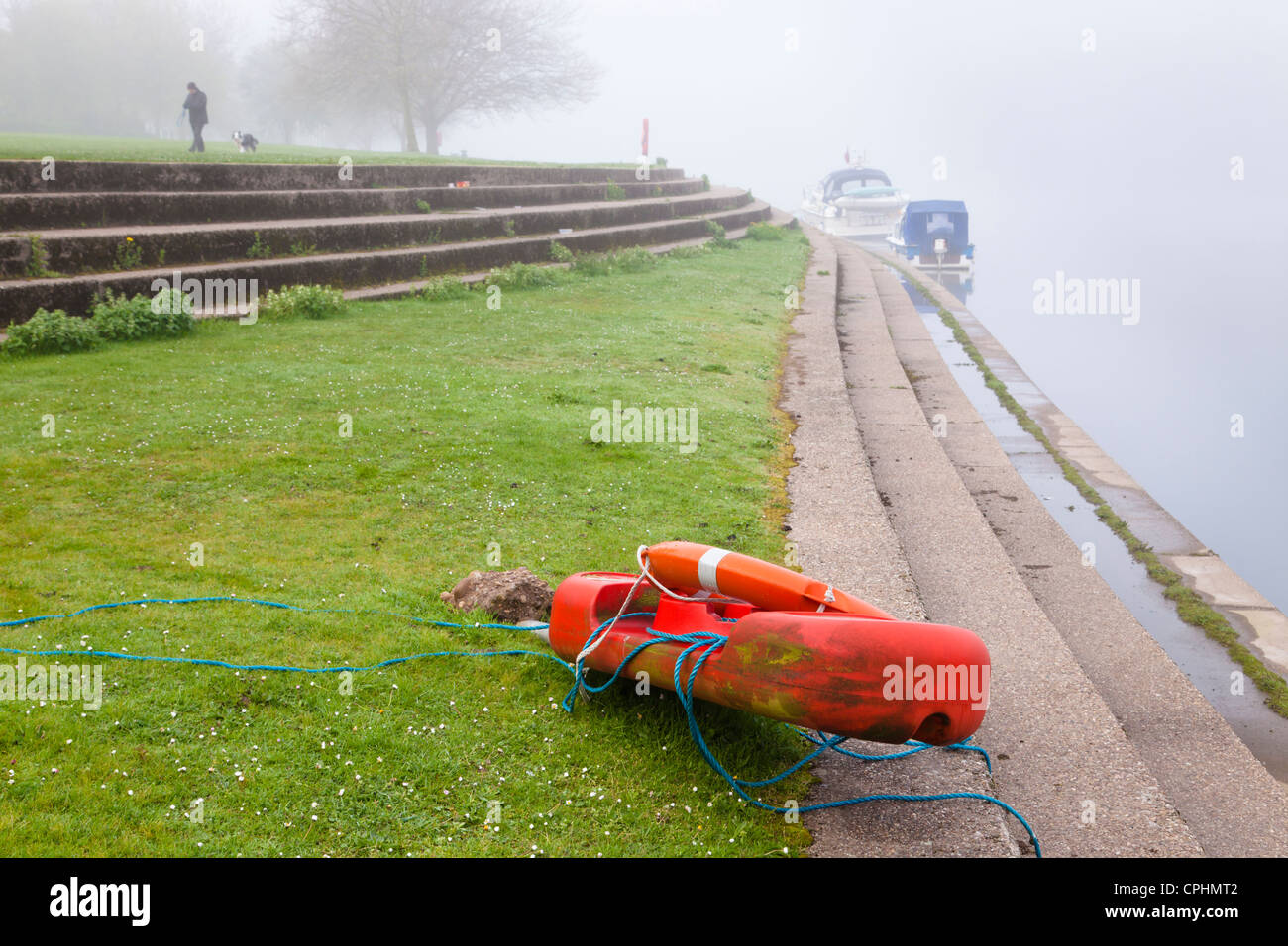 Vandalism of safety equipment. A vandalised lifebuoy by the River Trent