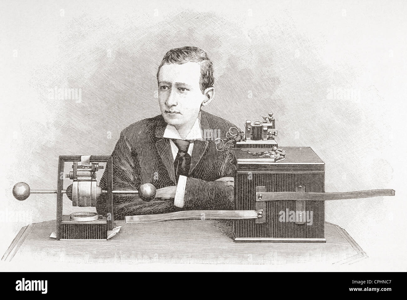 Guglielmo Marconi, 1874 –1937. Italian inventor. From L'Illustration published 1897. Stock Photo