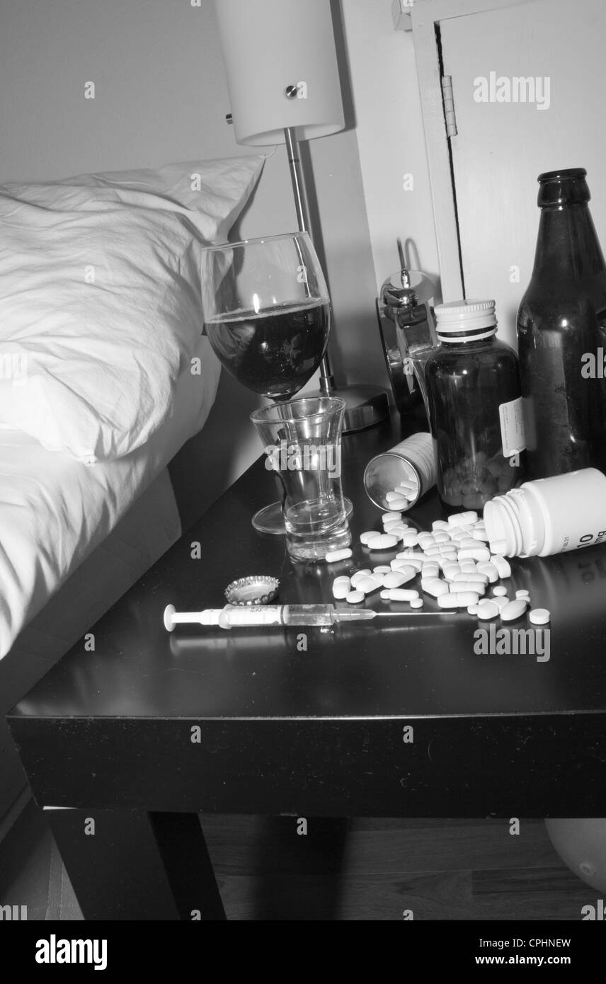 addicts night table Stock Photo