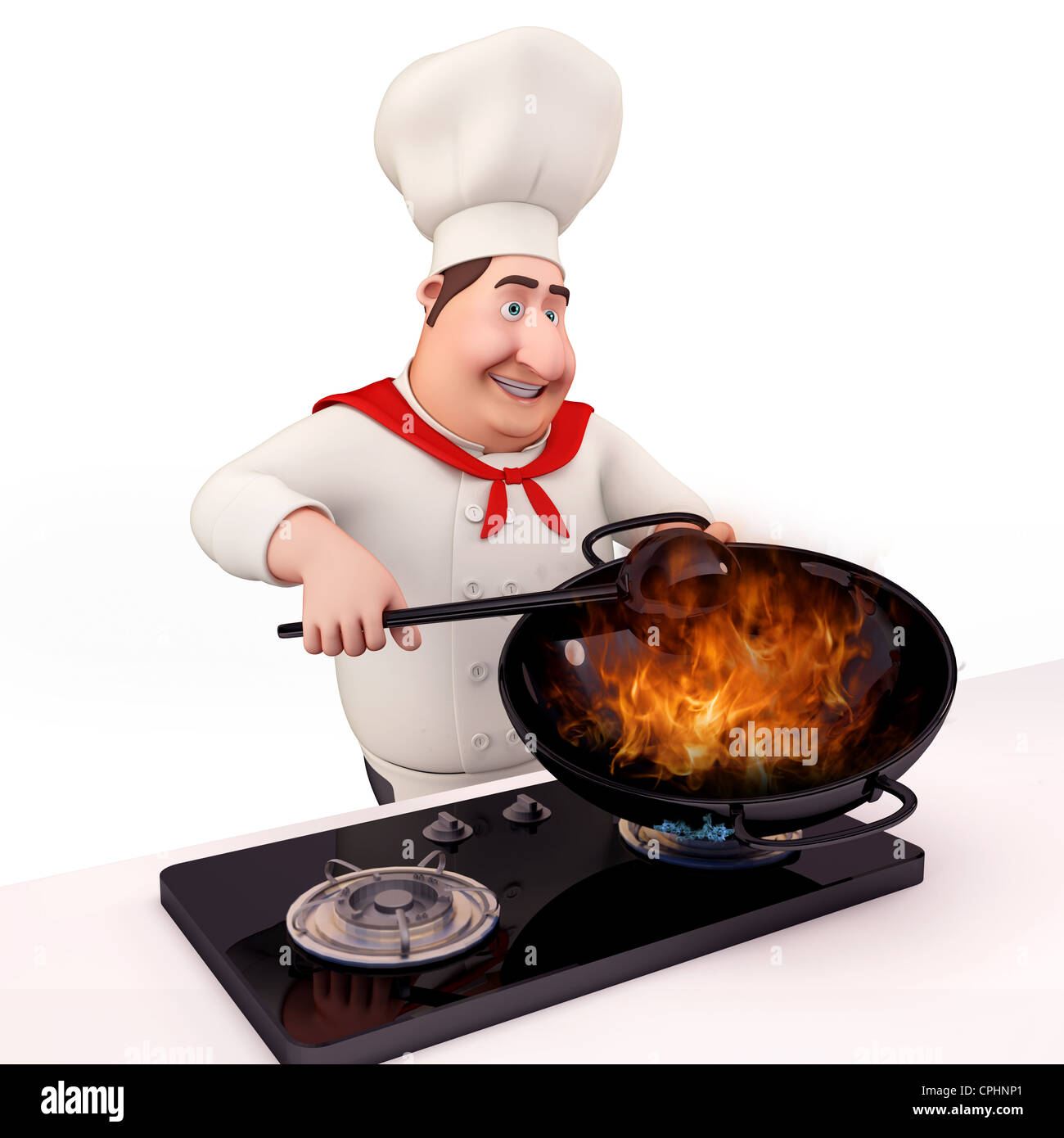 Happy Chef cooking vegetables Stock Photo - Alamy