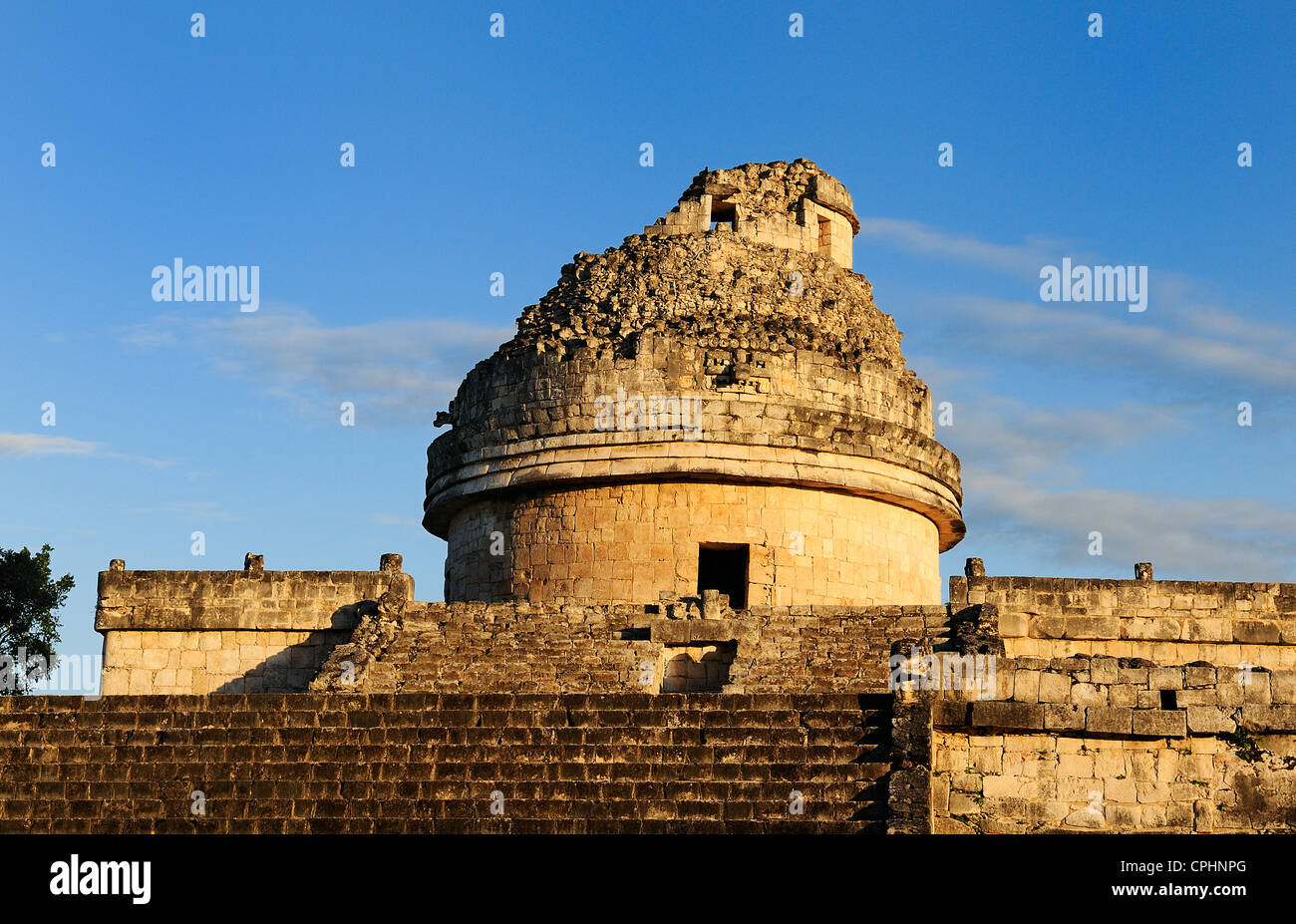 The observatory at Chichen Itza, mexoco, Yucatan Stock Photo