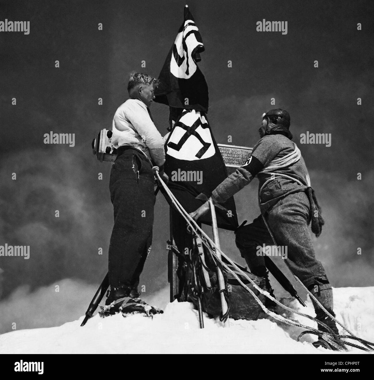 Paul Niederegger and Franz Trost at Mount Grossglockner, 1938 Stock Photo