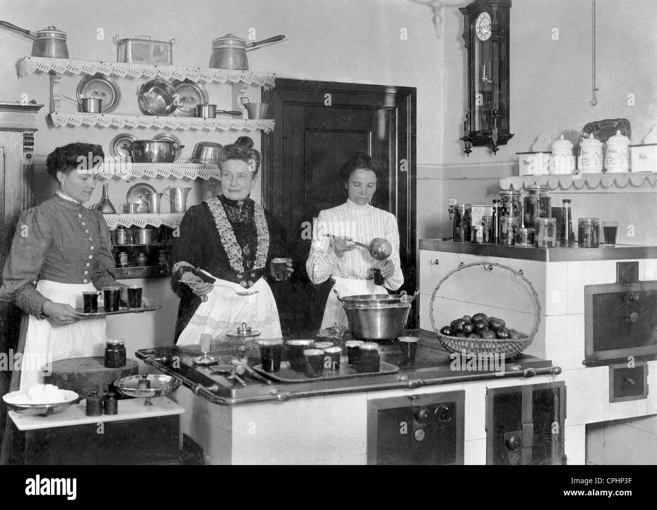 Housewives making preserves, 1909 Stock Photo - Alamy