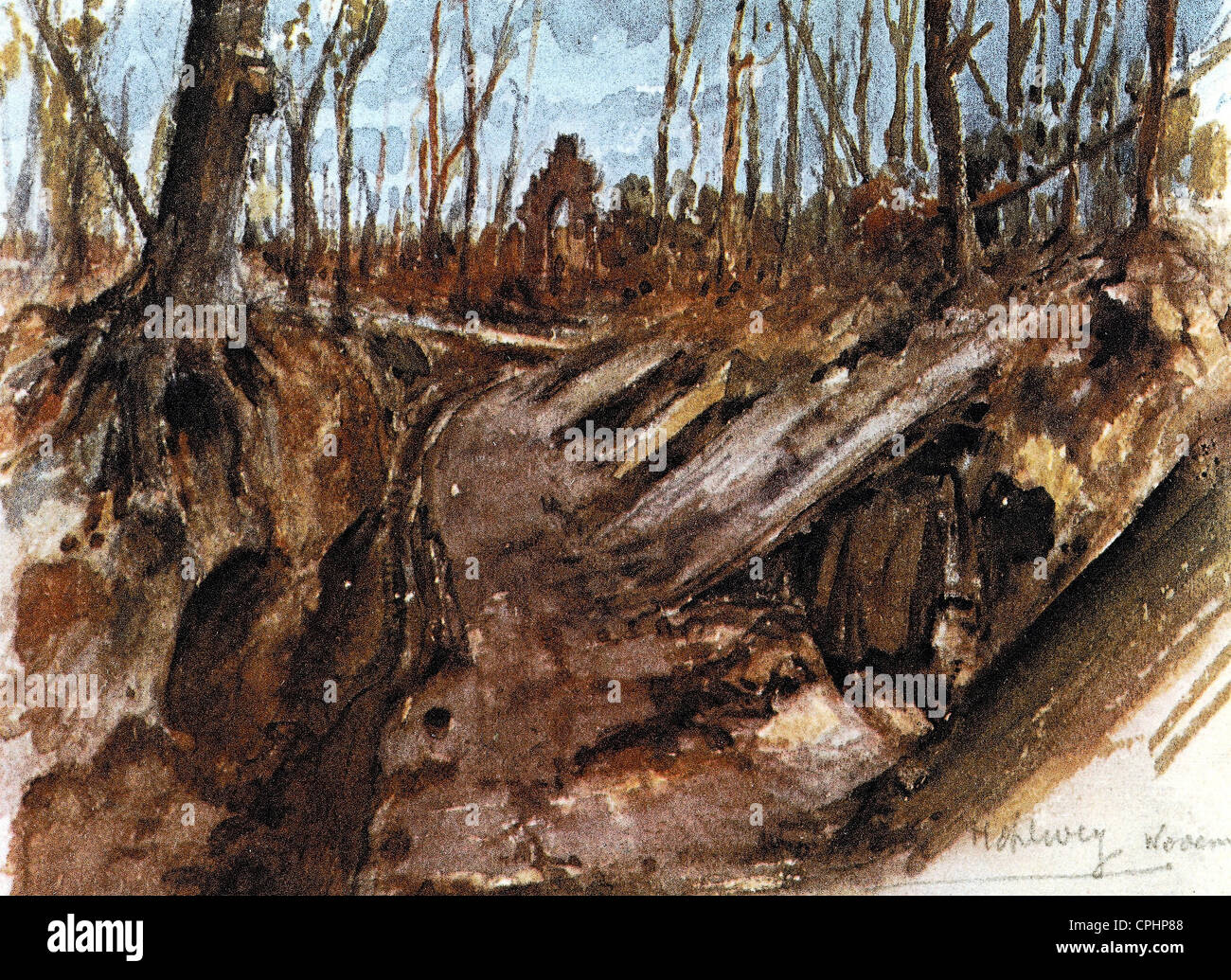 Watercolor by Adolf Hitler, 1914 Stock Photo