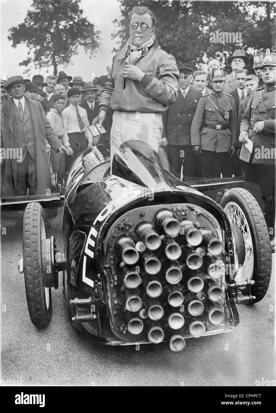 Fritz von Opel in His Rocket-Powered Car, 1928 Stock Photo