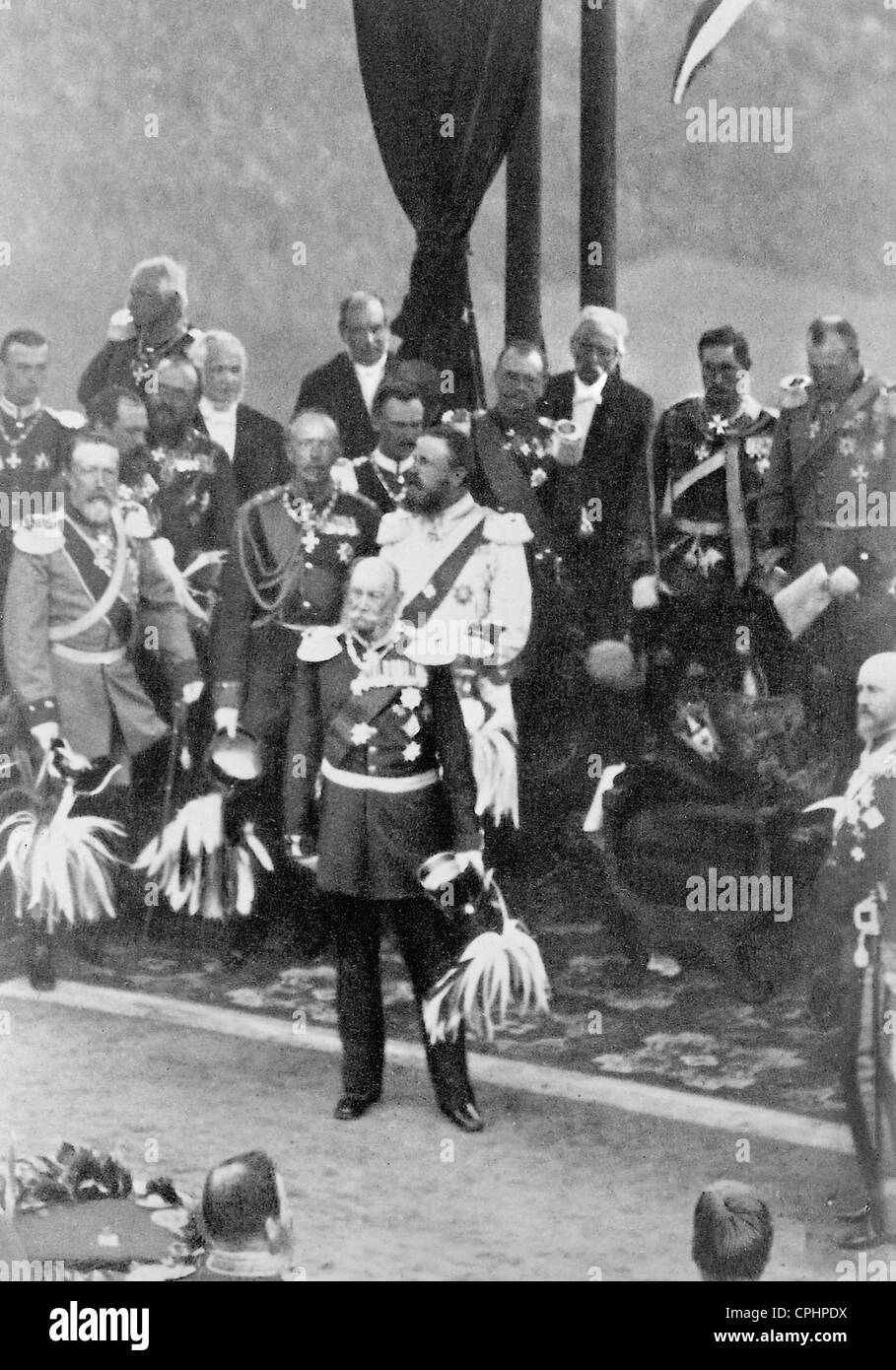 Kaiser Wilhelm I at the unveiling of the Niederwald memorial, 1883 Stock Photo