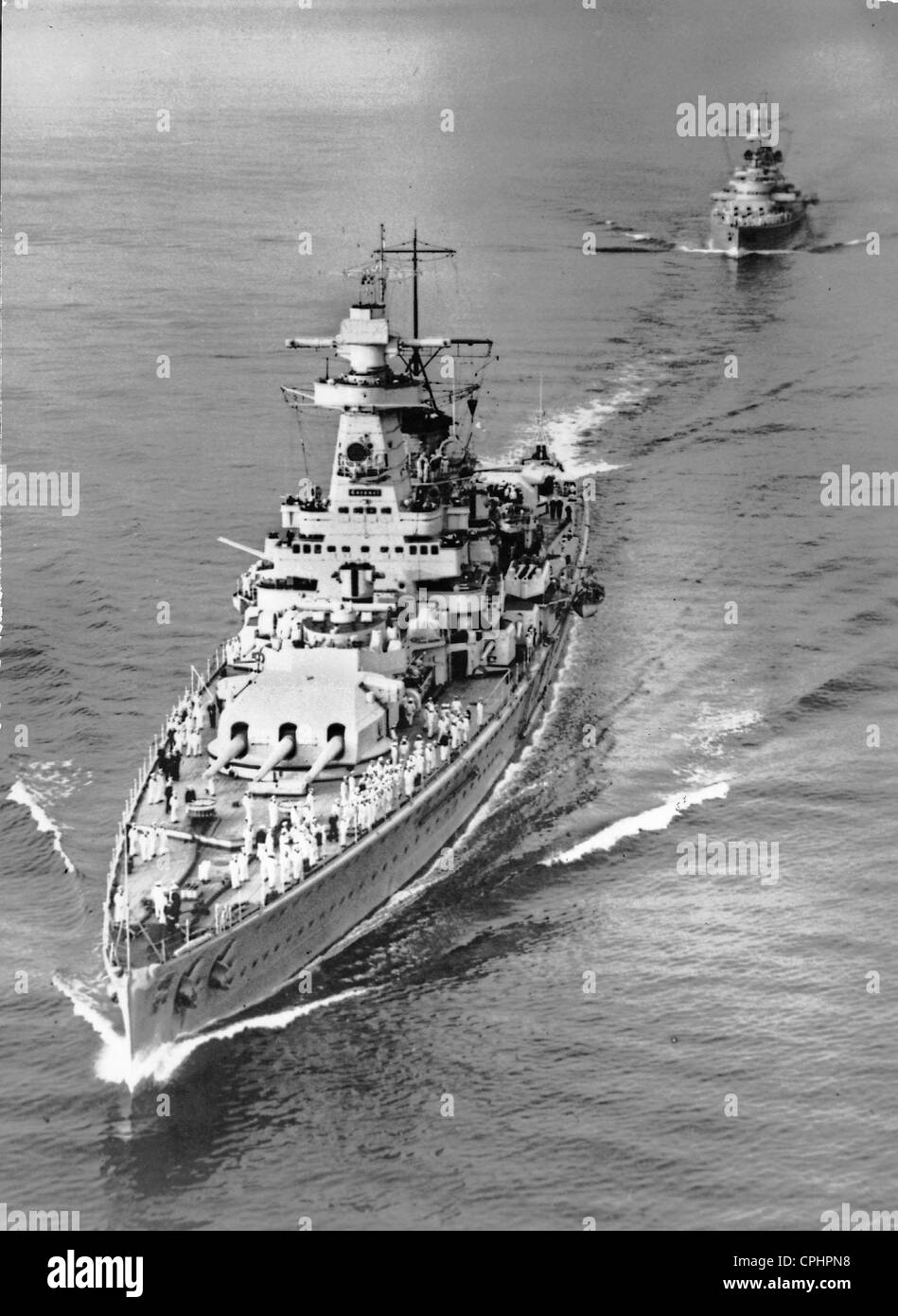 Armor-Plated Vessel 'Admiral Graf Spee' and Warship 'Deutschland' 1939 Stock Photo