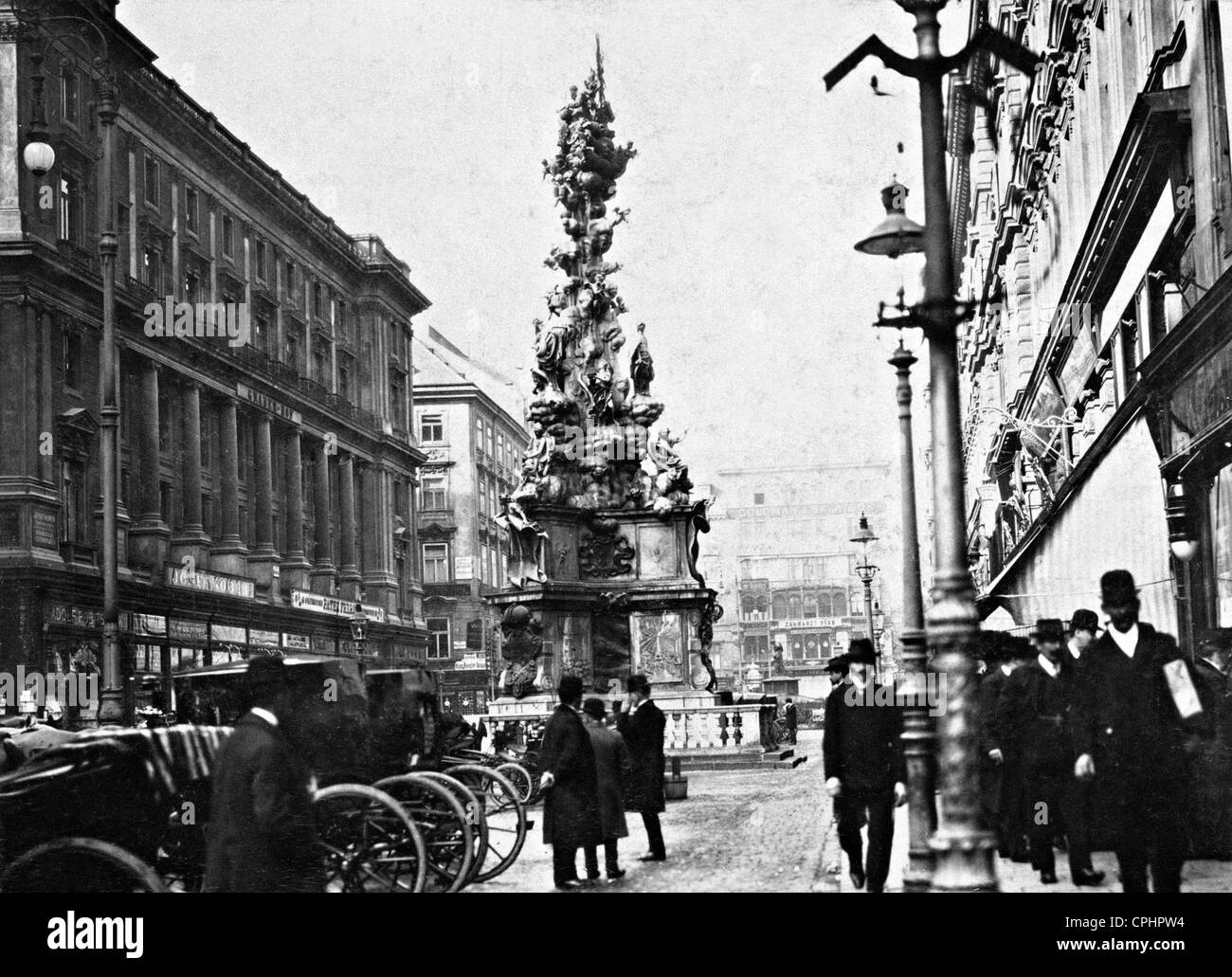 'Plague pillar', on the Graben in Vienna, 1909 Stock Photo
