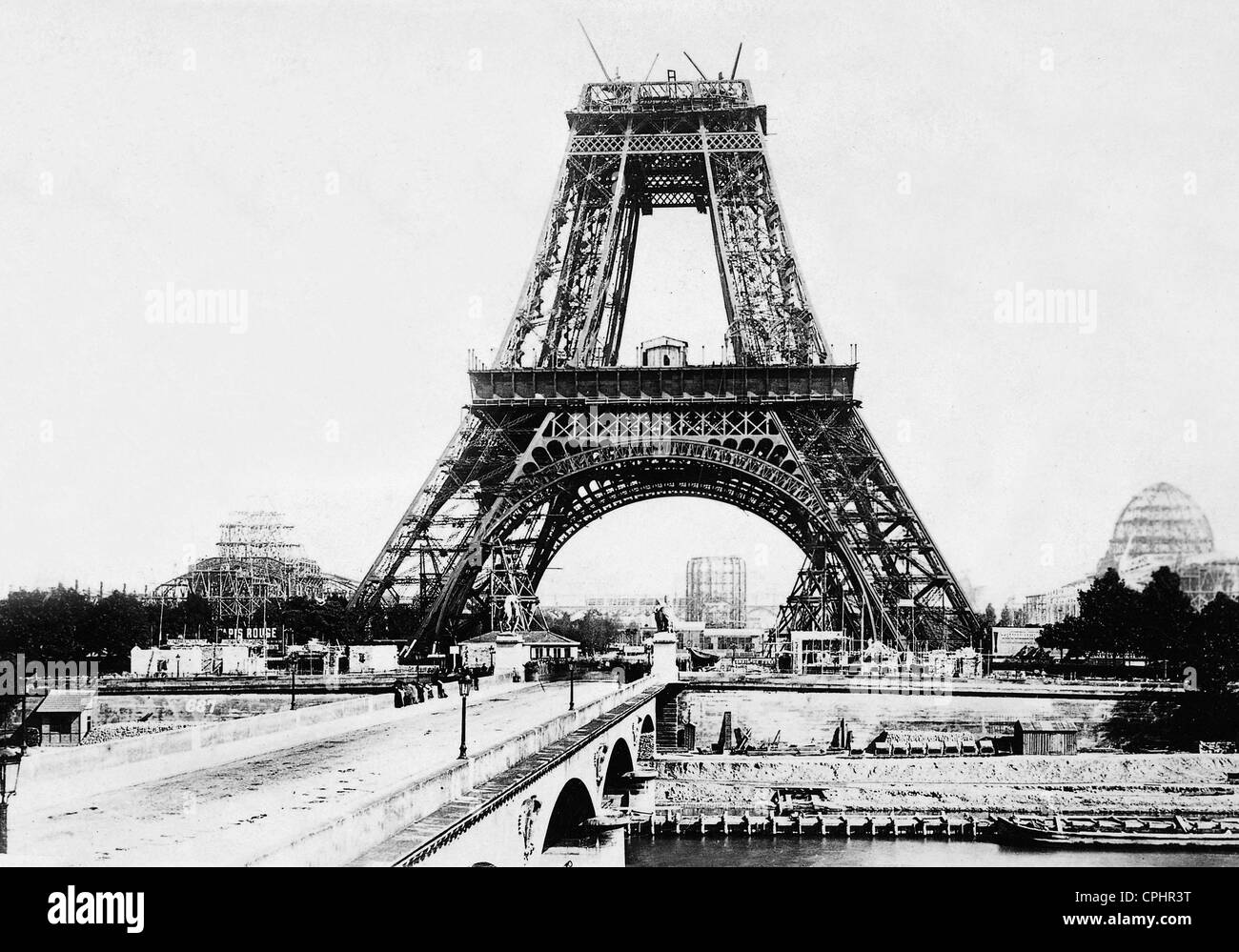 The Eiffel Tower under construction, 1988 Stock Photo