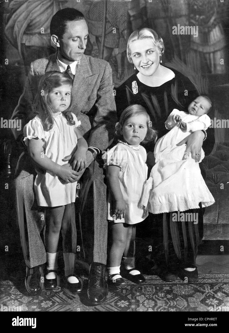 Reich Minister Dr. Joseph Goebbels with His Family, 1935 Stock Photo