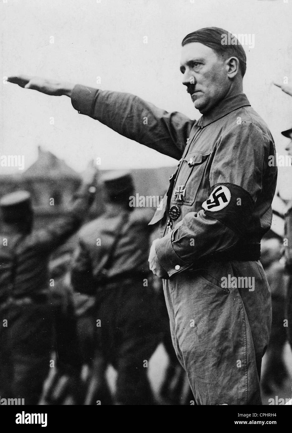 Adolf Hitler Takes the Salute of SA Troops, 1933 Stock Photo