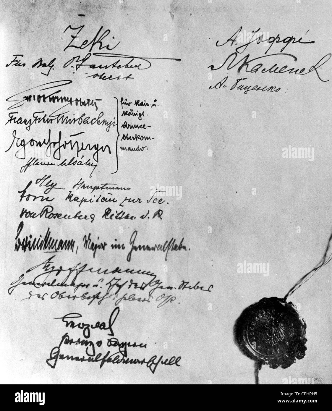 Signed Treaty of Brest-Litowsk, 1918 Stock Photo