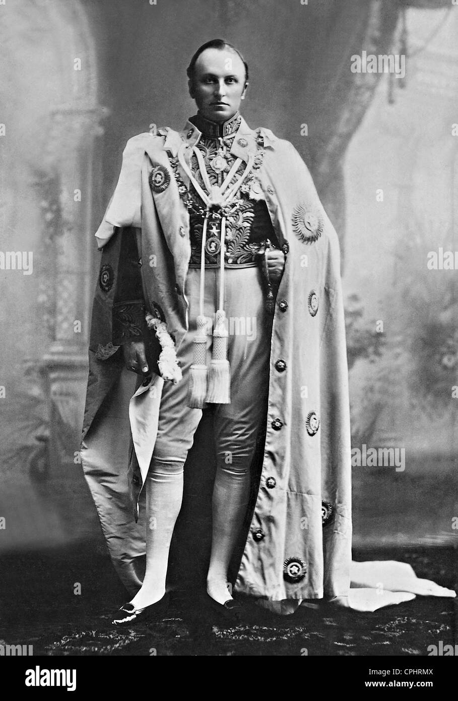 British politician George Nathaniel Curzon wearing the official garment as vice king of India. Stock Photo