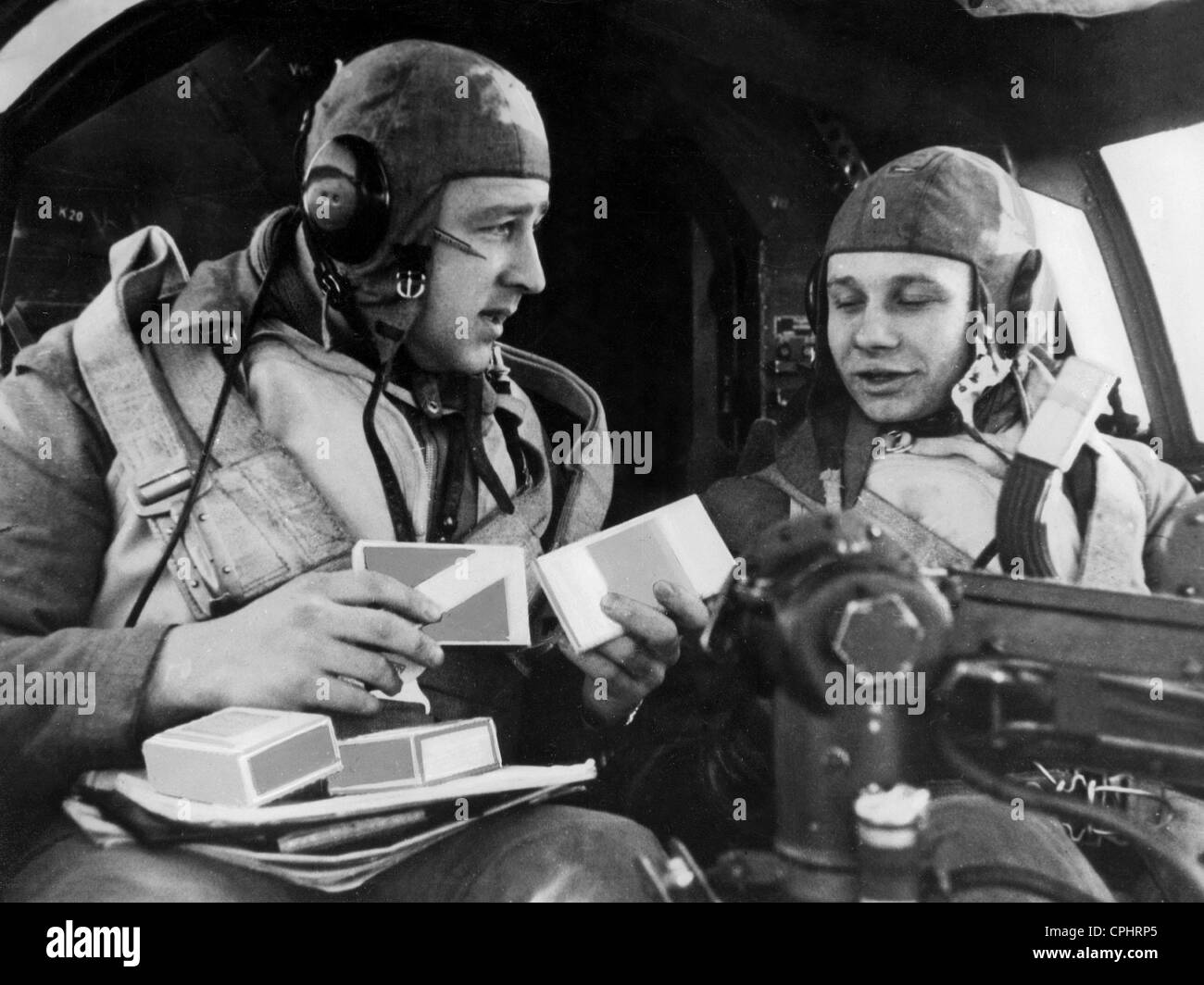 Supplies for a German fighter plane in the Second World War, 1939 Stock Photo