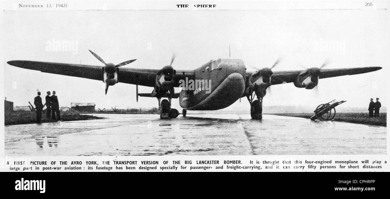 The British transport aircraft Avro 'York', 1943 Stock Photo