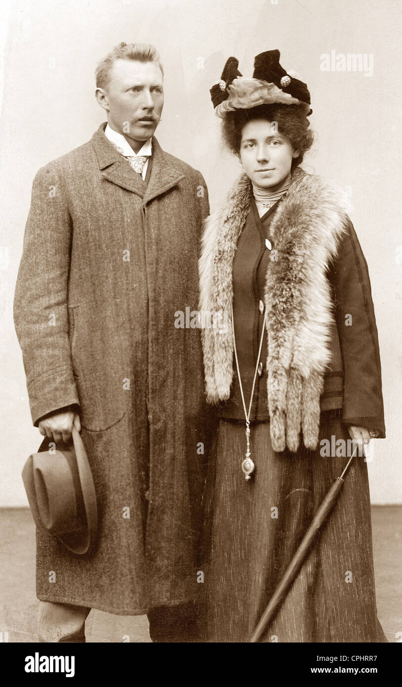 Wilhelm Filchner with his wife, 1905 Stock Photo