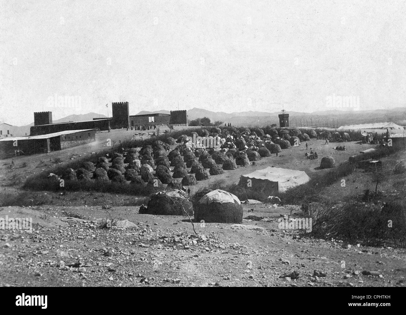 Camp for imprisoned rebels near Windhuk, 1906 Stock Photo