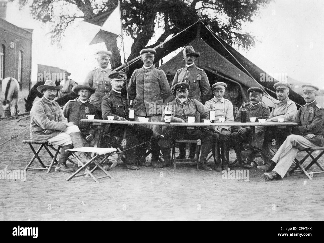 Lothar von Trotha with officers during the Herero uprising, 1905 Stock Photo