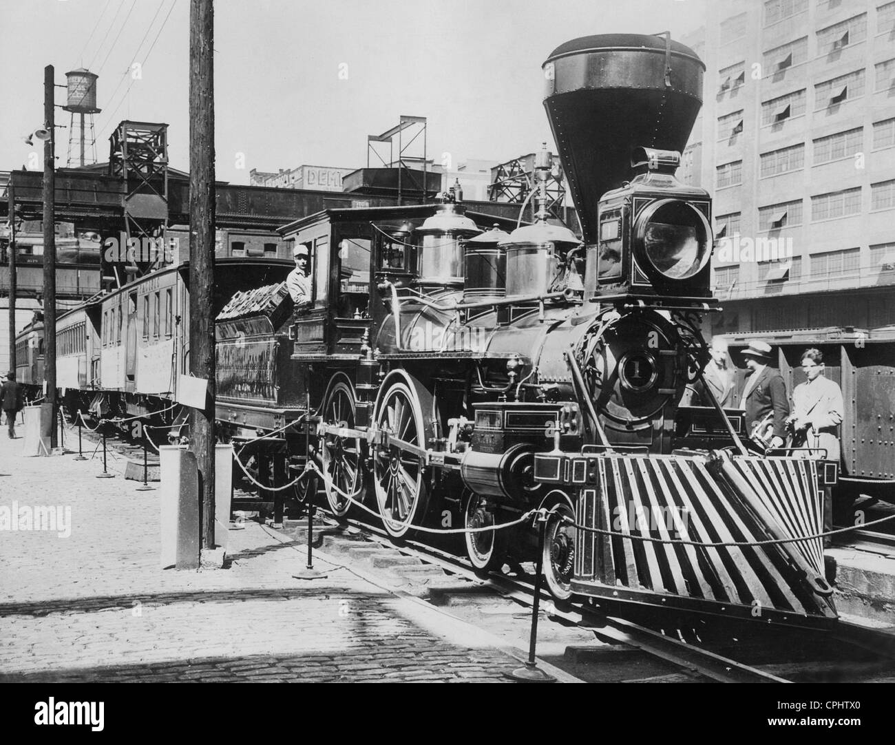 Historic steam engine in Baltimore, 1927 Stock Photo