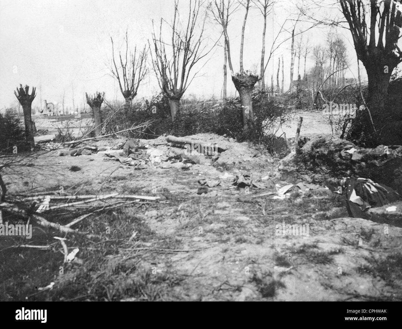 battlefield at Langemarck, 1914 Stock Photo
