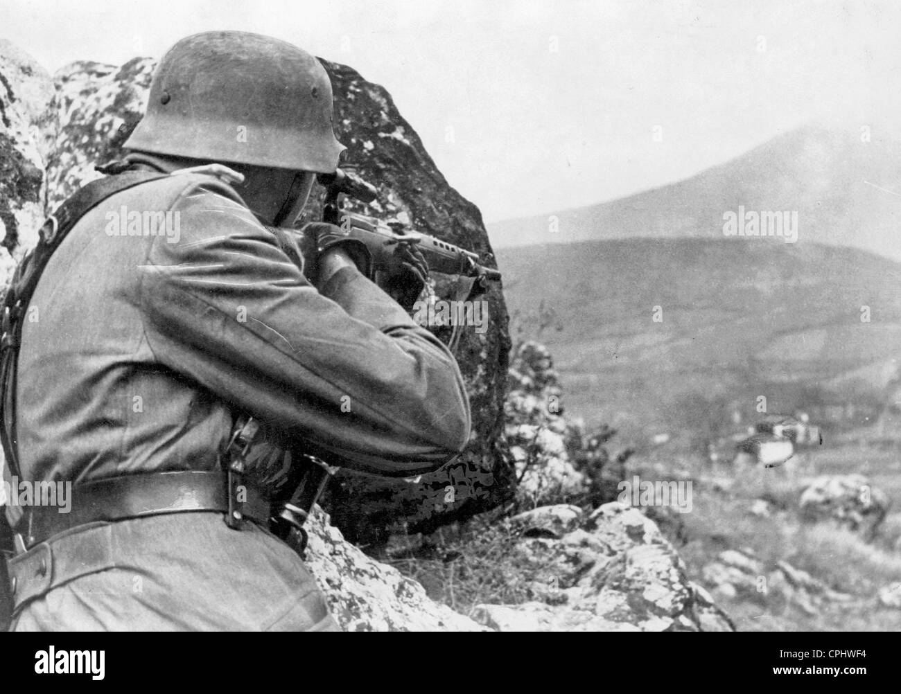 German sharpshooter, 1942 Stock Photo