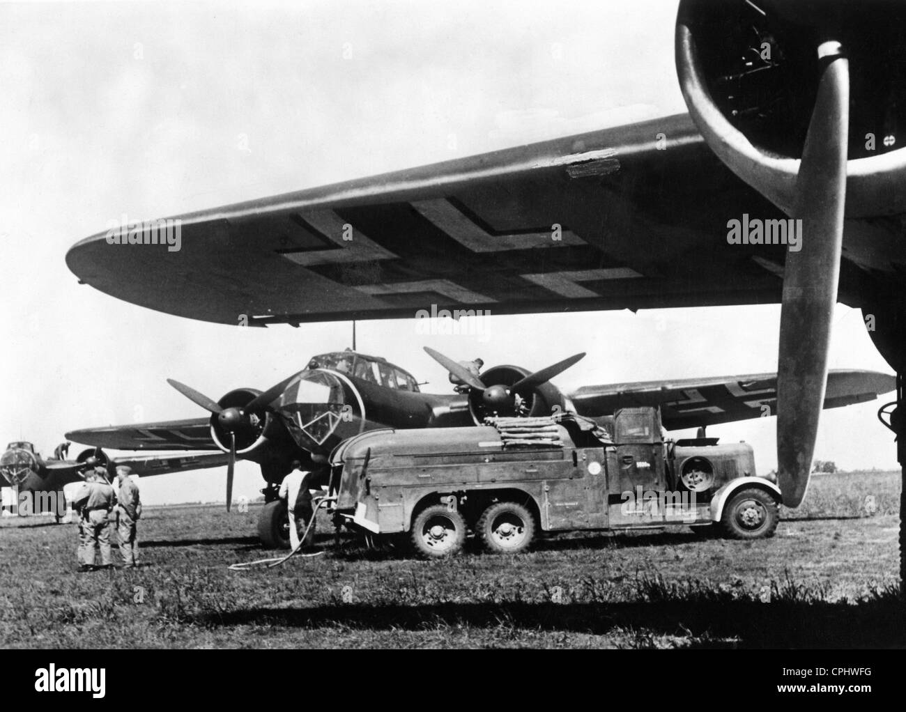 German bombers are fuelled up, 1941 Stock Photo