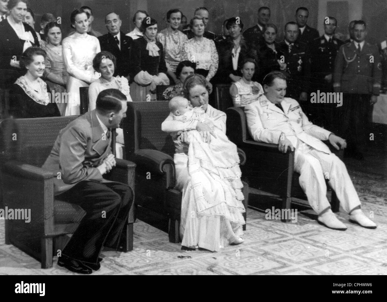 Adolf Hitler, Emmy and Hermann Goering at Edda's baptism 1938 Stock Photo