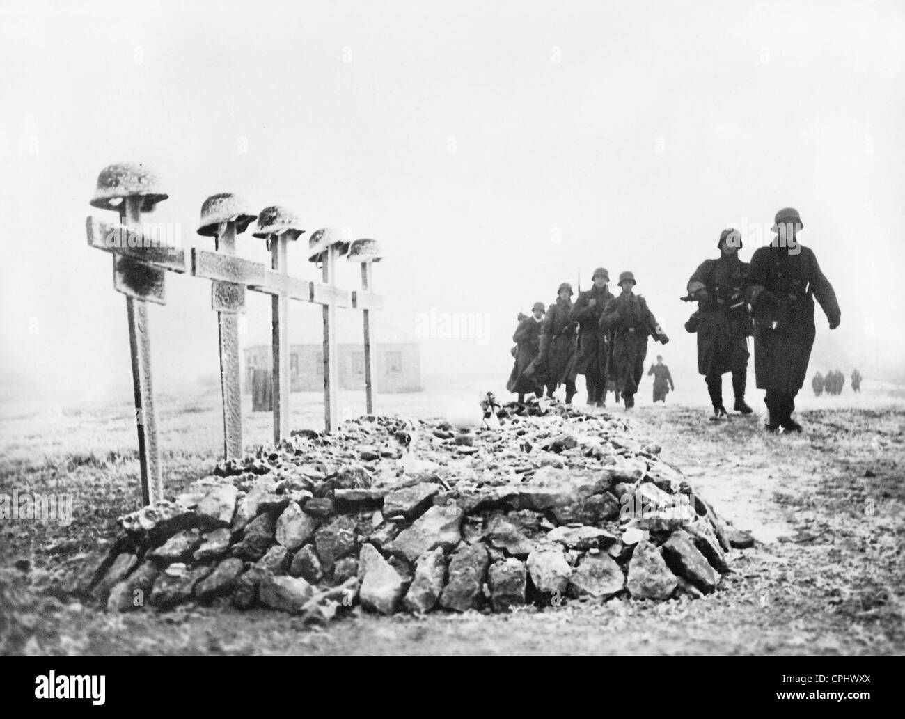 Graves of German Soldiers at the Eastern Front, 1941 Stock Photo