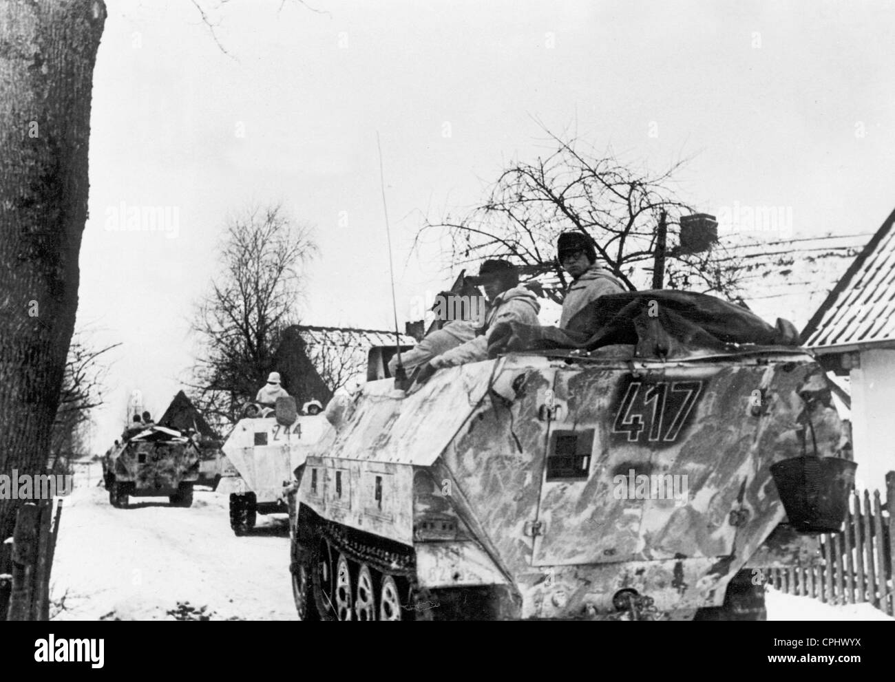 German armored personnel carrier on the Eastern Front, 1945 Stock Photo