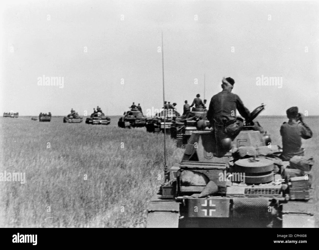 German armored column on the Eastern Front, 1942 Stock Photo
