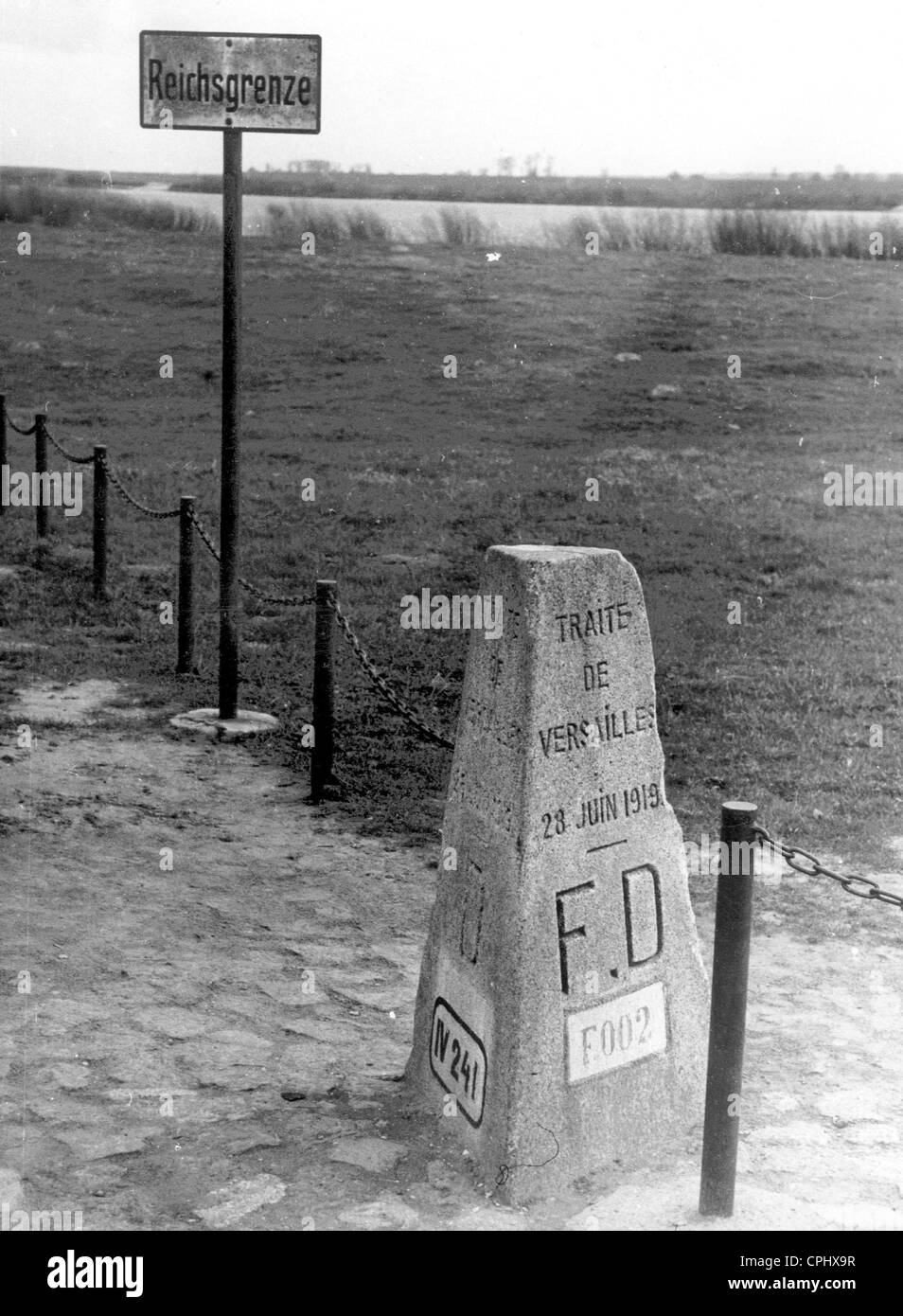 German imperial border after the Treaty of Versailles in 1919 Stock Photo